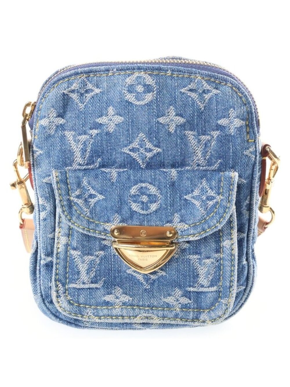 Louis Vuitton Monogram Denim Pochette Fairfax Shoulder Bag Blue Streetwear